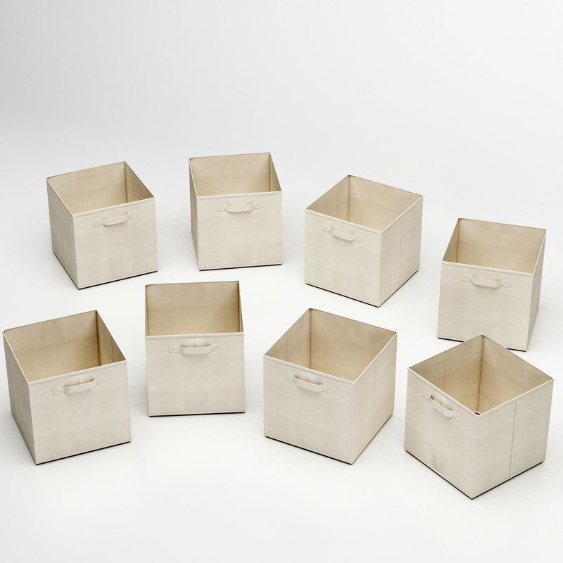 Storage Cubes - 8-Piece Collapsible Storage Bin Set for Shelves - For Organizing the Home, Office, Playroom, and Nursery by Home-Complete (Beige), 5 of 8
