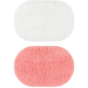 Unique Bargains 2 Pcs Absorbent Soft Thick Shag Bath Mats for Shower Bathtub Spa Floors - 1 of 4