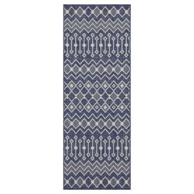 LunaLulinlk Blue 2 ft. 7 in. x 7 ft. 3 in. Indoor/Outdoor Area Rug
