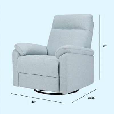Heathered Blue Polyester Swivel Recliner with Straight Arms