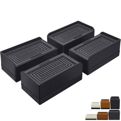 Aoibox Rectangle Adjustable Furniture Risers 1.5 Inch Heavy Duty Support Up to 1300 Lbs for Bed Sofa Table 4 Pack Black