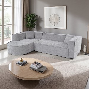 109.2" Chenille L-Shaped Modular Sectional Sofa with 2 Pillows - 1 of 4