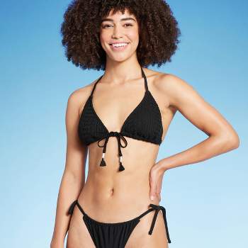 Women's Fringe Triangle Bikini Top - Wild Fable™ Black M : Target