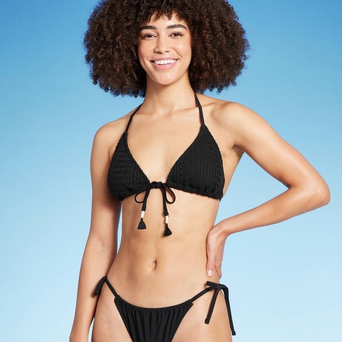 Women's Crochet Triangle Bikini Top - Wild Fable™ Black Xxs : Target