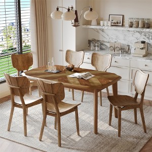 7 Piece Dining Table Set for 6, 63" Wooden Kitchen Table & Chairs Set, Kitchen Breakfast Table Set for Restaurant Dining Room Kitchen - 1 of 4