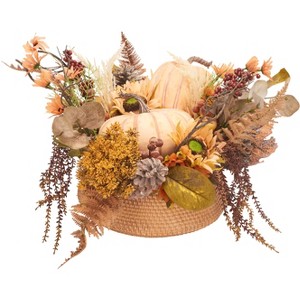 Artificial Plant - Faux 26" Pumpkin & Sunflower Potted Arrangement - FXP1060 - Multicolored - Safavieh - 1 of 4