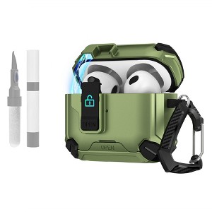 HTUTWOO Airpods pro 3 Case, Shockproof Full Body Cover, Support Wireless Charging with Secure Lock Design, Convenient Bracket - 1 of 4