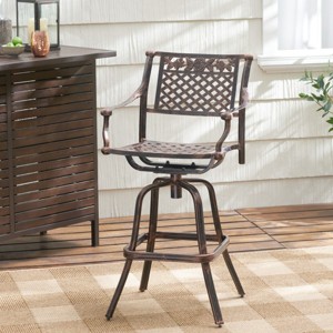 Coolbibila 1 Piece Outdoor Cast Aluminum BarStool Chair,Aluminum Patio Bistro Arm Chair,Antique Copper Finish BarStool Chair - 1 of 4