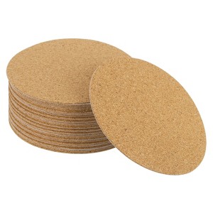 Unique Bargains Thickened Cork Self-Adhesive Round Coasters for Tableware - 1 of 4