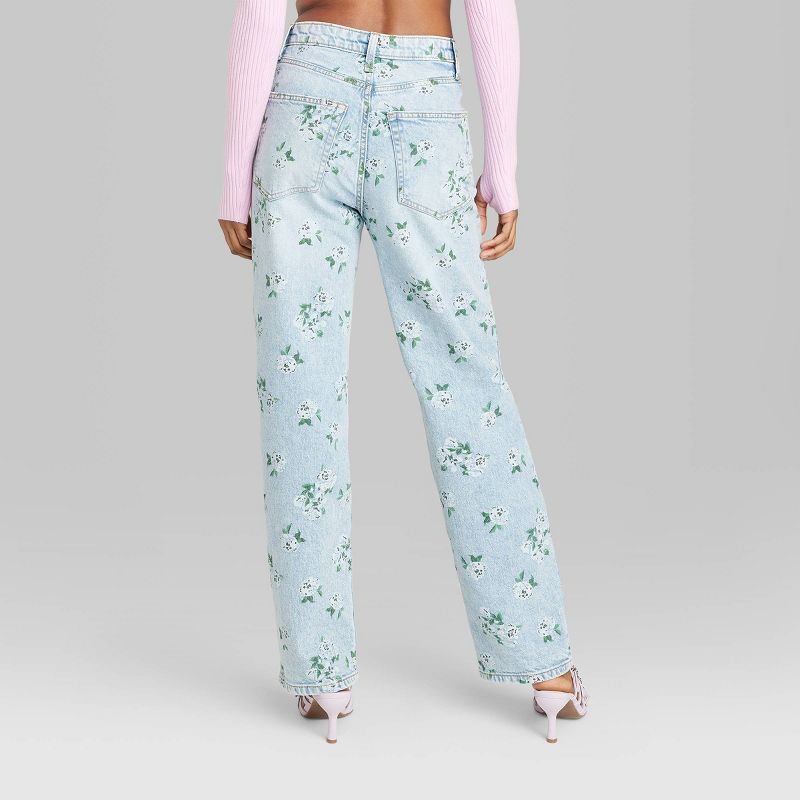 Women's 90's Relaxed Straight Jeans - Wild Fable™ Light Blue Floral, 4 of 11