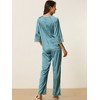cheibear Womens Satin Sleepwear Lounge with Pants Nightwear 3/4 Sleeves Pajama Set - 3 of 4