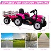 12V Kids Battery Powered Electric Tractor with Trailer, Ride On Car w/Remote Control, 7-LED Headlights, for Kids 3-6 Years - 3 of 4