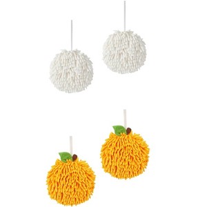 REGALWOVEN Soft Absorbent Fluffy Chenille Ball Bathroom Hand Towels with Wall Hook 4 Pack - 1 of 4