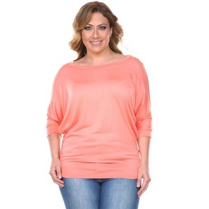 Women's Plus Size Bat Sleeve Tunic Top - White Mark - 1 of 3