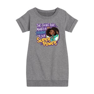 - Karma's World - Our Super Power Graphic Short Sleeve Fleece Dress - 1 of 3