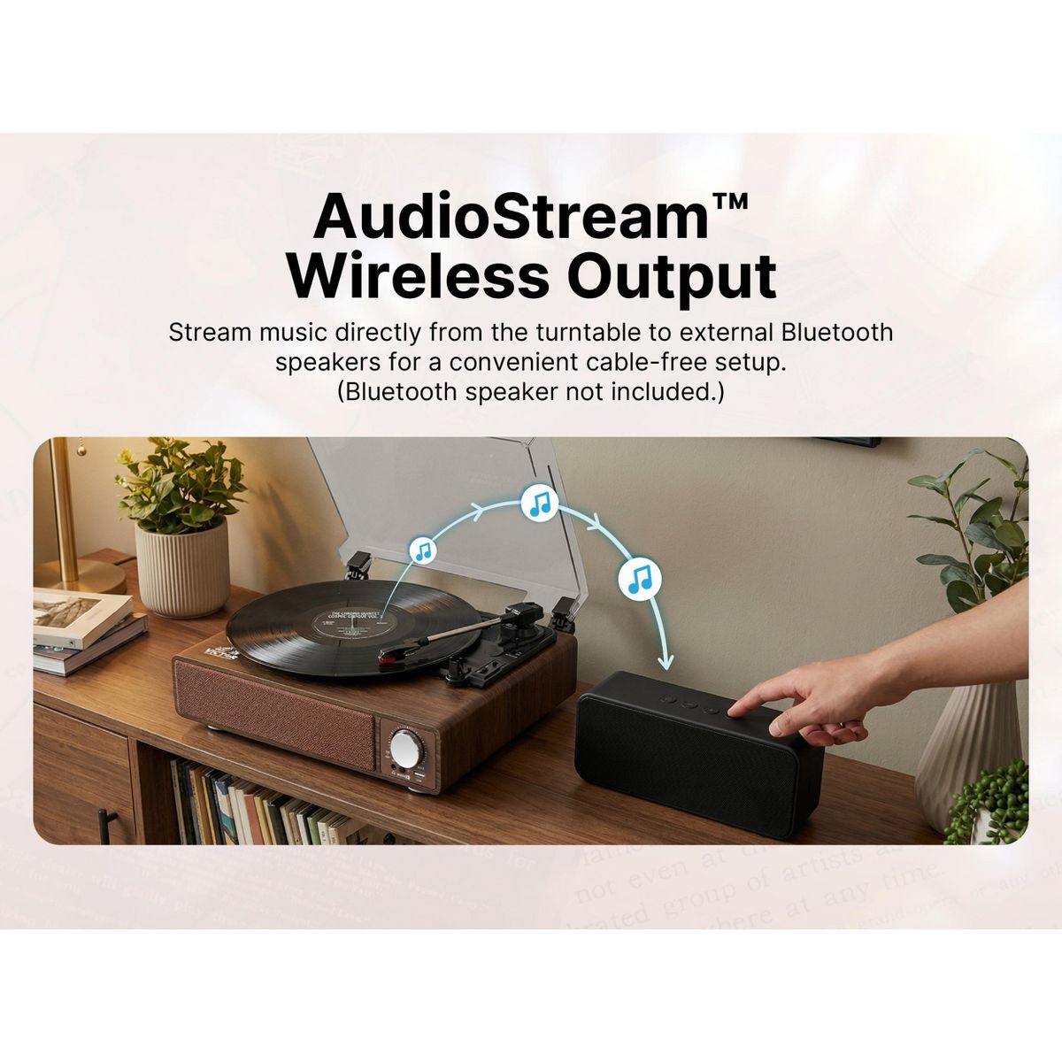 Victor VHRP-1405 Amherst All-in-One 3-Speed Turntable with AudioStream, Bluetooth In/Out, Built-in Stereo Speakers, USB MP3 Playback, RCA Outputs - thumbnail 2
