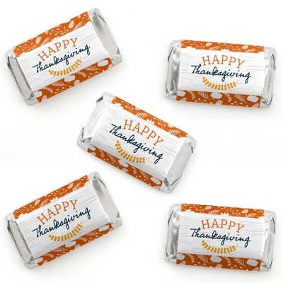 Big Dot of Happiness Happy Thanksgiving - Mini Candy Bar Wrapper Stickers - Fall Harvest Party Small Favors - 40 Count