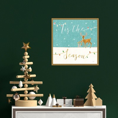 Tis the Season Christmas Reindeer Canvas Wall Art