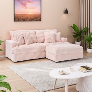 82" L-Shaped Sectional Sofa with Movable Footstool & Storage, 4 Toss Pillows - 1 of 4