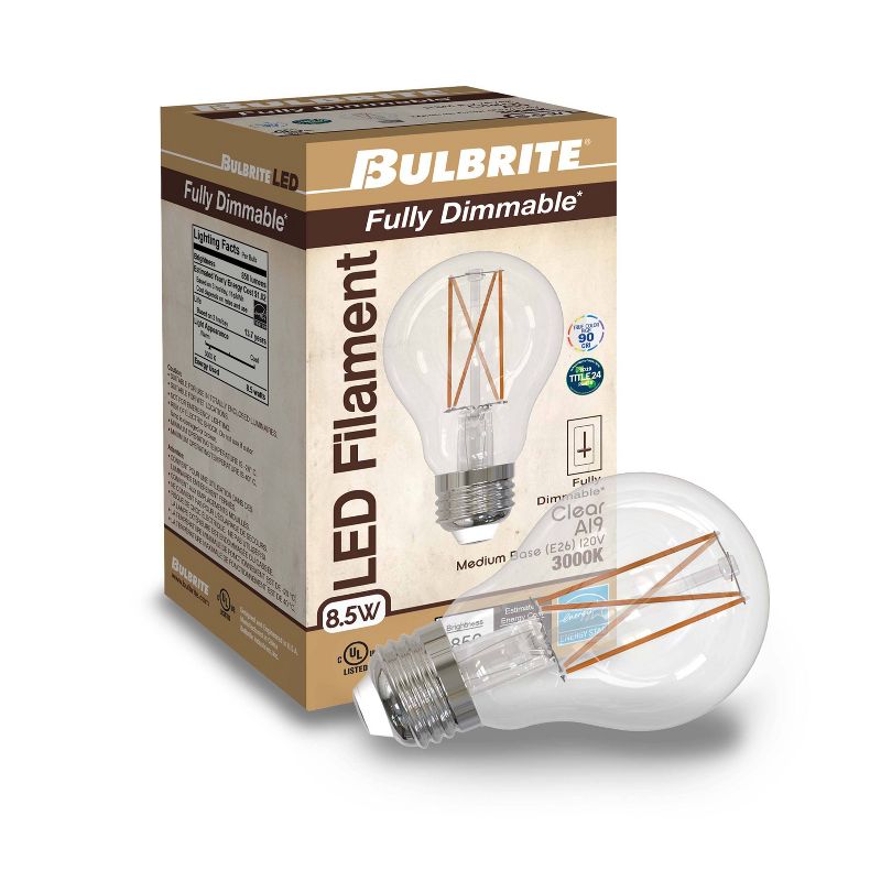 Bulbrite Set of 2 60W Equivalent A19 LED Dimmable Light Bulbs 3000K E26, 3 of 8