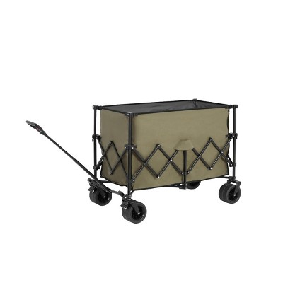 YONWAY Collapsible Wagon 220lbs with Big Wheels,Heavy Duty 300L Folding Utility Garden Cart with Big All-Terrain Beach Wheels & Drink Holders