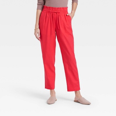 Women's High-Rise Ruffle Waisted Pull-On Ankle Pants - A New Day™