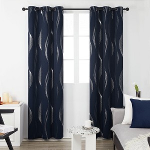 Deconovo Silver Wave Room Darkening Grommet Curtains (2 Panels) - 1 of 4