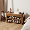 ELECWISH Bamboo Shoe Bench with Storage - 2-Tier Shoe Rack, Hidden Storage & Side Organizer, Brown - 4 of 4