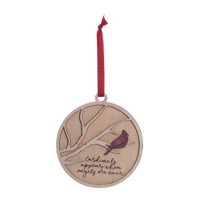 Transpac Plywood Cardinal Memorial Ornament Multicolor Christmas Tree Decoration for Indoor Use and Gift Giving