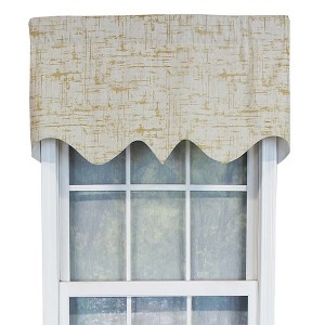 RLF Home Zino Gold Thin Lines Regal Window Treatment High Quality Valance 3" Rod Pocket 50" x 17" Gold/Ivory - 1 of 3
