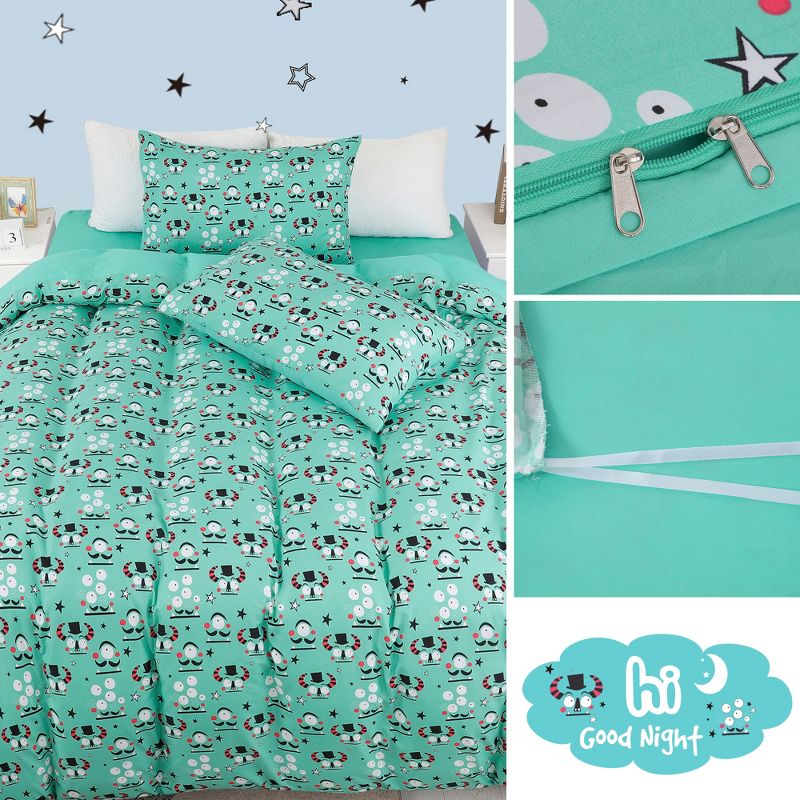 PiccoCasa Kids Polyester Alien Cartoon Series Pattern Bedding Set with 2 Pillowcases 5 Pcs, 3 of 4