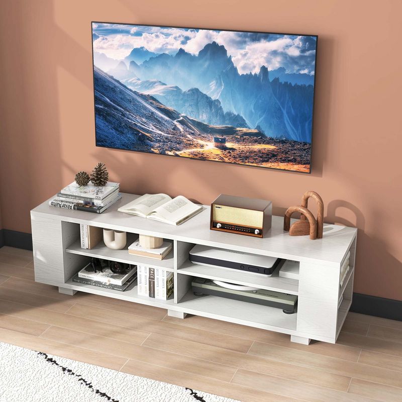 Costway 59'' Wood TV Stand Console Storage Entertainment Media Center w/ Adjustable Shelf, 2 of 11
