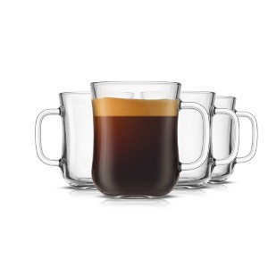 JoyJolt Diner Tea Coffee Mugs Glasses Set - 15.5 oz - Set of 4 Cafe Style Clear Coffee Mug - 1 of 4