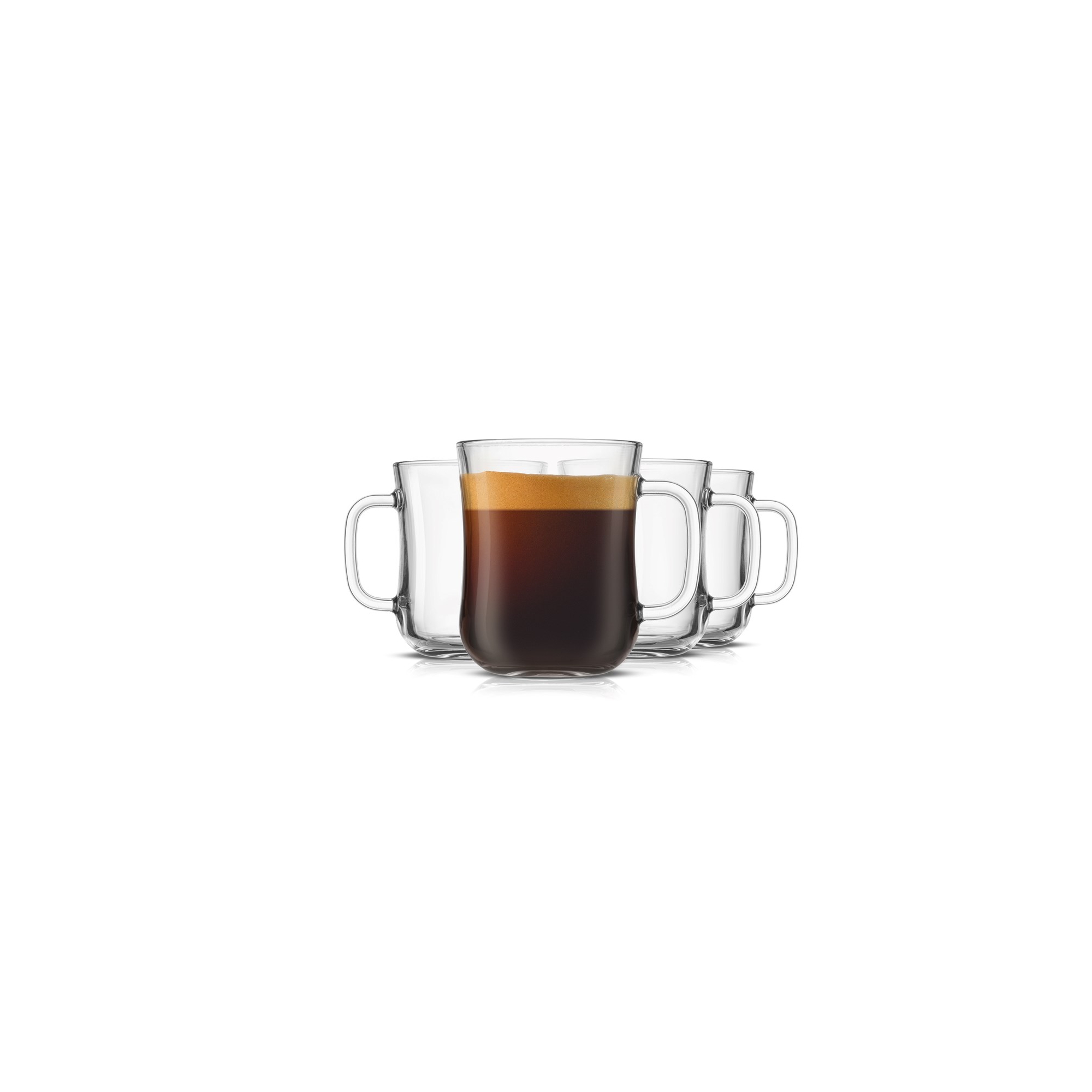 JoyJolt Diner Tea Coffee Mugs Glasses Set - 15.5 oz - Set of 4 Cafe Style Clear Coffee Mug
