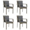 vidaXL Patio Dining Set Outdoor Rattan Wicker Table and Chair Set for Porch - Gray 63" Table Length 4 Chairs - 4 of 4