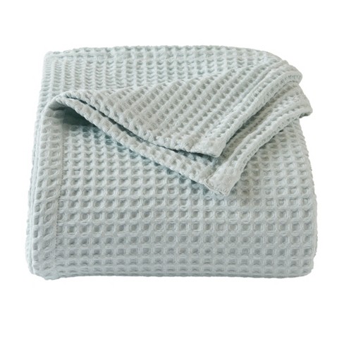 Market & Place 100% Cotton Waffle Weave Bed Blanket Full/queen Icy