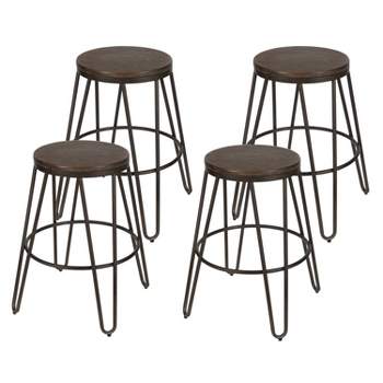 Kate and Laurel Tully Wood and Metal Bar Stools, 4 Pack