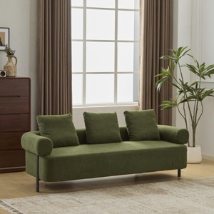 Accent Sofa Couch Modern Boucle Upholstered with Rolled Armrests and Removable Pillows for Living Room 78" - 3irtyhousy - 1 of 4