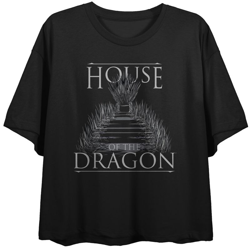 House of the Dragon Title Logo Women's Black Crop Tee, 1 of 3