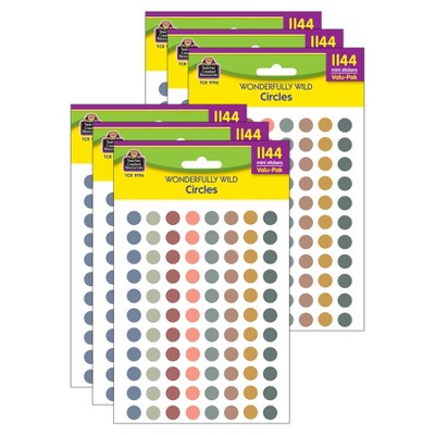 Teacher Created Resources® Wonderfully Wild Circles Mini Stickers Valu-Pak, 1144 Per Pack, 6 Packs