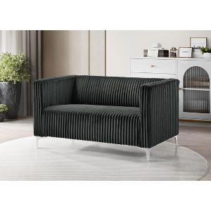 Home Design Gavin Velvet Square Loveseat, Gray - 1 of 4