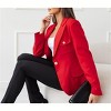 Women's Single-Button Pointed Lapel Slim Blazer Long Sleeve Suit Jacket - 2 of 4