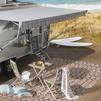 Natural Black Geometric Flatweave Indoor Outdoor Rug 4' x 6'