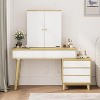 Vanity Desk with Mirror, Farmhouse Makeup Vanity Desk, Dressing Table, Big Vanity Set with 6 Storage Drawers, Open Shelves and Stool, for Home - 2 of 4
