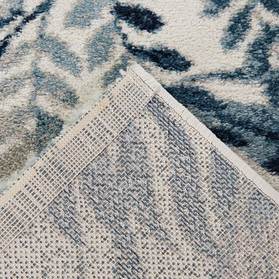 Baumann Blue and Gray Synthetic Floral Area Rug, 8' x 10'