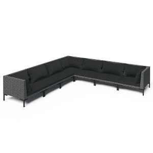 vidaXL Patio Lounge Set Outdoor Sectional Sofa Set Table Poly Rattan Dark Gray - 1 of 4