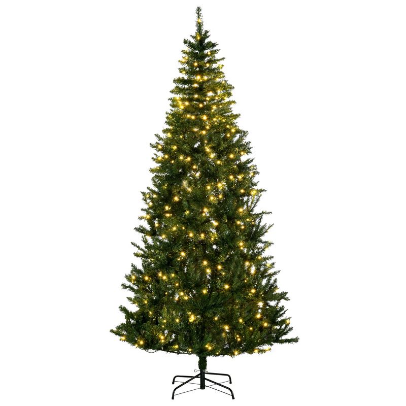HOMCOM 7.5 FT Tall Pre-lit Pine Artificial Christmas Tree with Realistic Branches, 450 Warm White LED Lights and 1146 Tips, 4 of 10