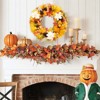 CuisinSmart 22" Fall Wreath for Front Door Decorations, Autumn Thanksgiving Wreath with Pinecones, Maple Leaves, White Flowers, Berries - 4 of 4