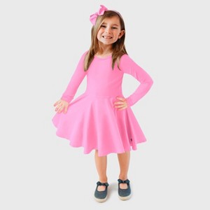 City Threads Girls Soft Jersey 100% Cotton Long Sleeve Skater Dress - USA-Made Twirly Dress for Toddlers/Kids - 1 of 4