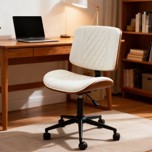 QingMoon Home Office Chair, Adjustable Swivel Desk Chair, PU Leather Computer Chair, Diamond Tufting Design for Studio and Meeting Room - 1 of 4